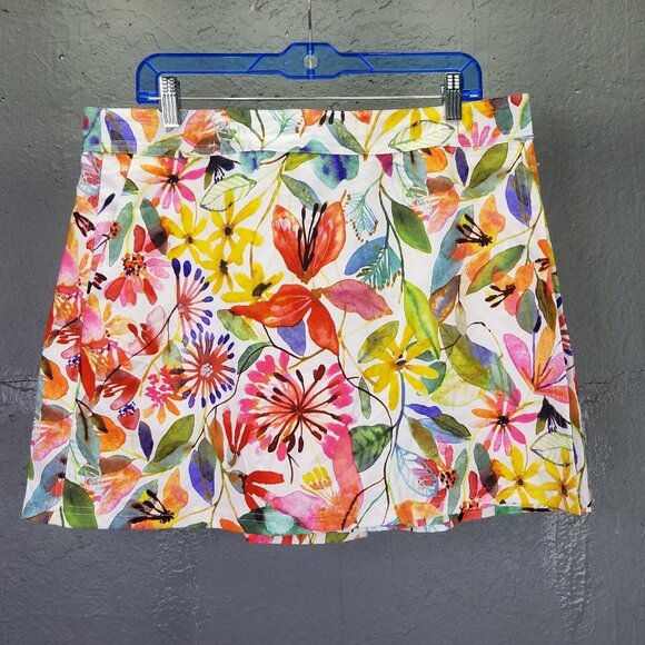 Rip Skirt Mini Wrap Women's XL Hawaiian Wildflower Watercolor Adjustable NEW - Picture 1 of 11